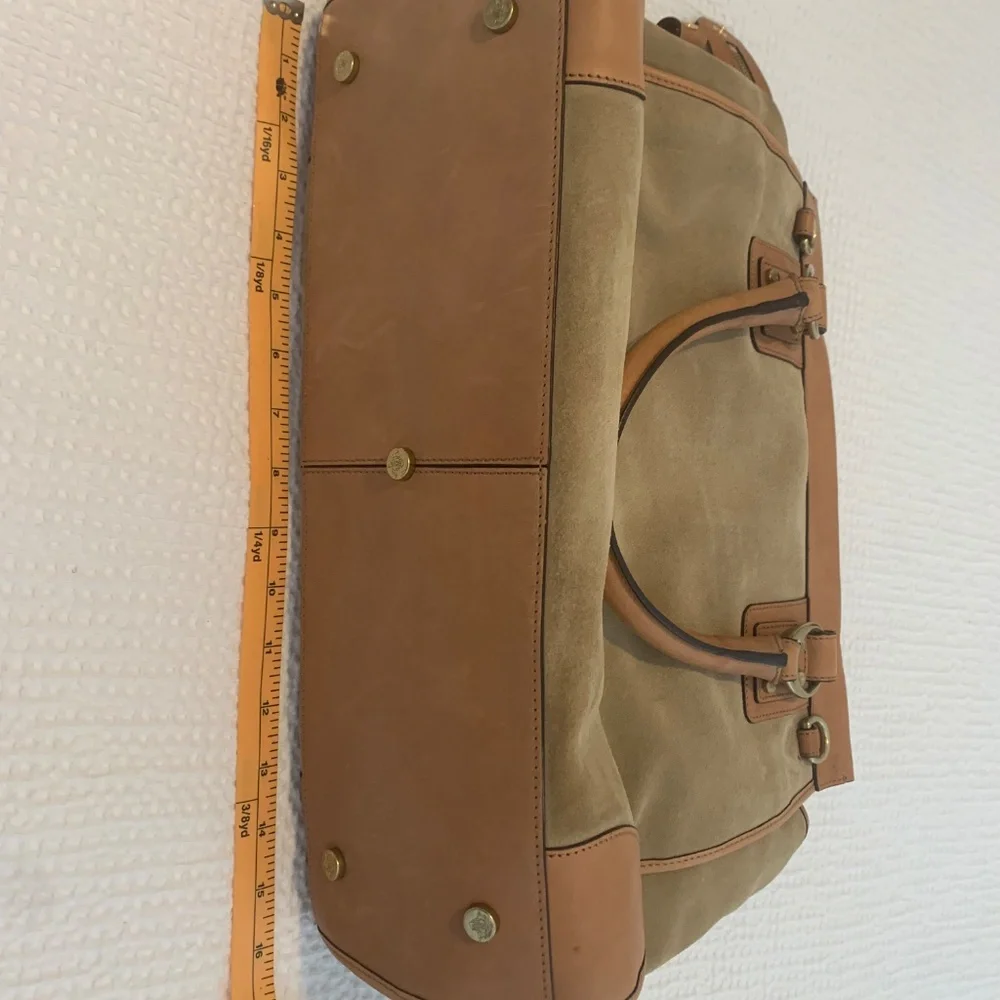 Prix de Dressage Suede & Leather Satchel — Tan/Camel - Picture 14 of 15